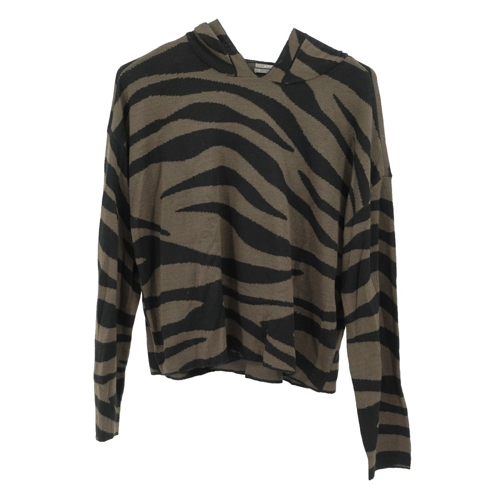 Anthropologie Hoodie SZ S Animal Print Oversized Cropped Preppy Twee Casual